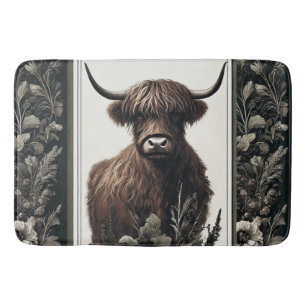 Boho Highland Cow Bath Mat