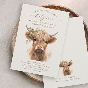 Boho Highland Cow Couples Baby Shower Invitations