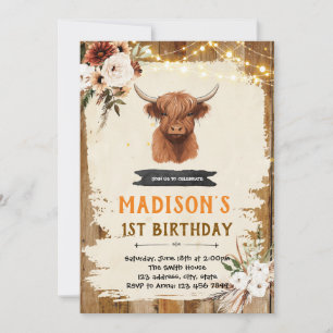 Boho highland cow invitation