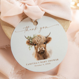 Boho Highland Cow Neutral Couples Baby Shower Favour Tags