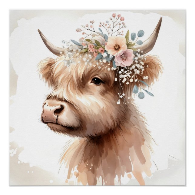 Boho Highland Cow Poster (Front)