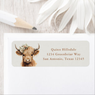 Boho Highland Cow Return Address