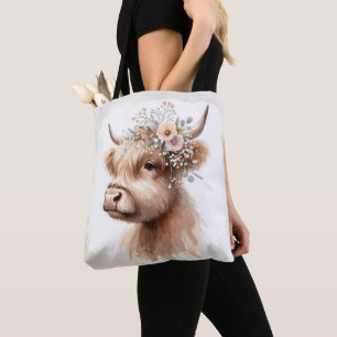 Boho Highland Cow Tote Bag