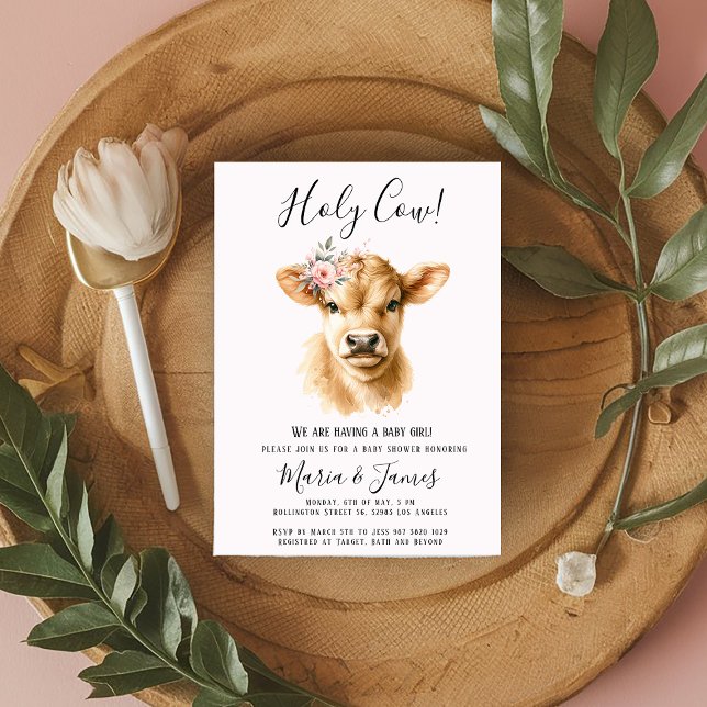 Boho Highland Holy Cow Couples Baby Shower Invitation (Creator Uploaded)