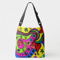 Boho Hippie Colourful Psychedelic Design Hearts