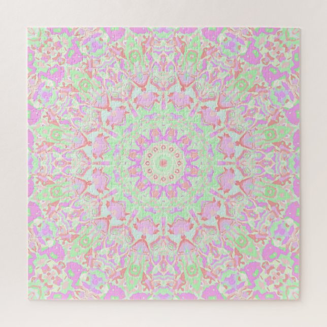 Boho Hippie Eclectic Funky Colourful Pastel Mandal Jigsaw Puzzle (Vertical)