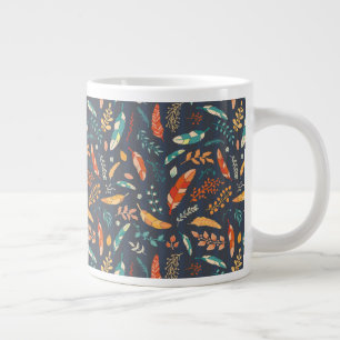Boho Hippie Feather Pattern Large Coffee Mug