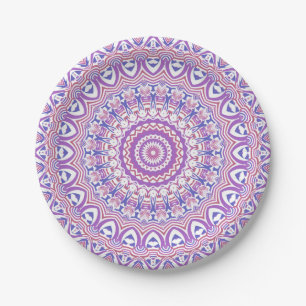 Boho Hippie Funky Groovy Bohemian Kaleidoscope Paper Plate