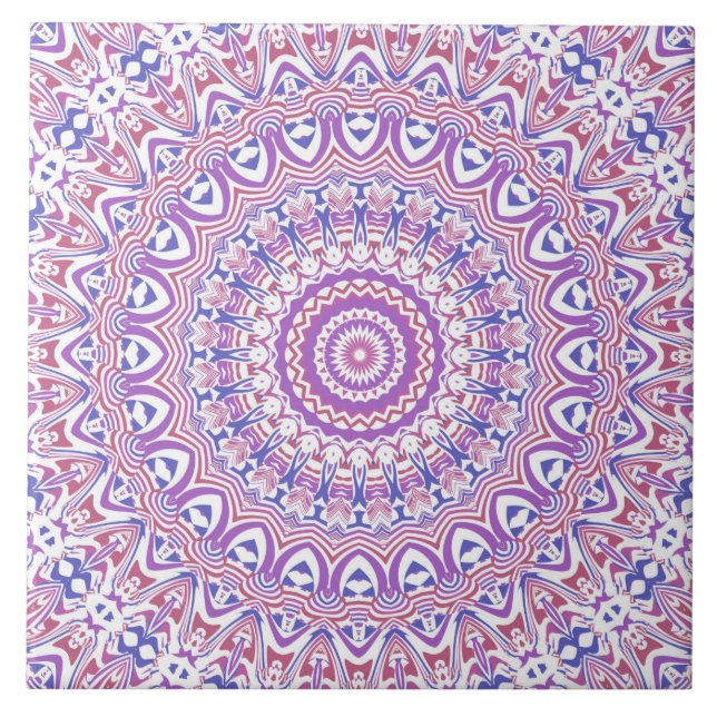 Boho Hippie Funky Groovy Bohemian Kaleidoscope Tile (Front)