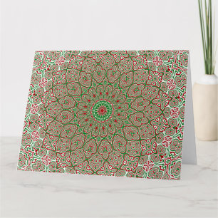 Boho Hippie Funky Trippy Ornate Christmas Mandala  Card