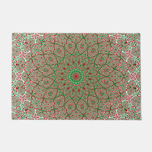 Boho Hippie Funky Trippy Ornate Christmas Mandala Doormat