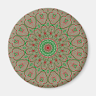 Boho Hippie Funky Trippy Ornate Christmas Mandala Magnet