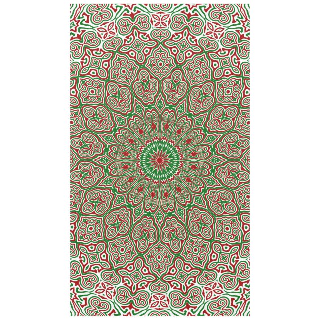 Boho Hippie Funky Trippy Ornate Christmas Mandala  Tablecloth (Front)