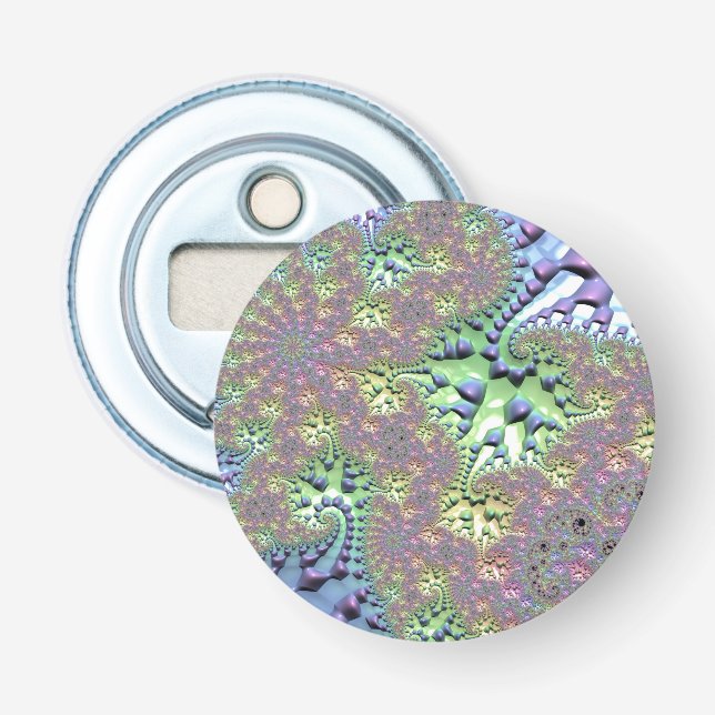 Boho Hippie Groovy Shiny Colourful Rainbow Fractal Bottle Opener (Front)
