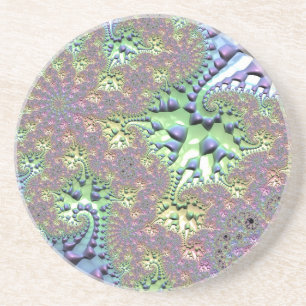 Boho Hippie Groovy Shiny Colourful Rainbow Fractal Coaster