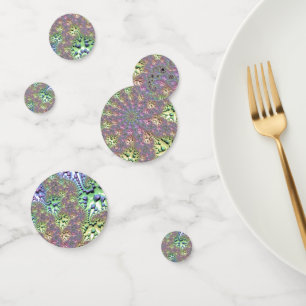 Boho Hippie Groovy Shiny Colourful Rainbow Fractal Confetti