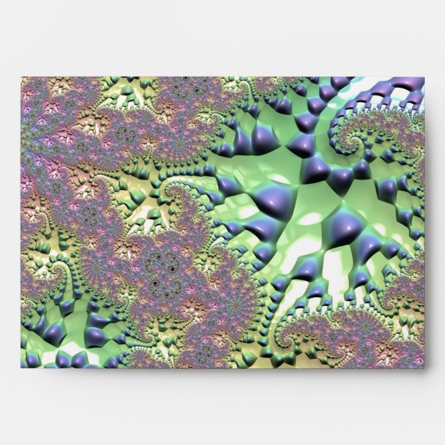 Boho Hippie Groovy Shiny Colourful Rainbow Fractal Envelope (Front)