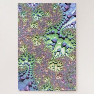 Boho Hippie Groovy Shiny Colourful Rainbow Fractal Jigsaw Puzzle