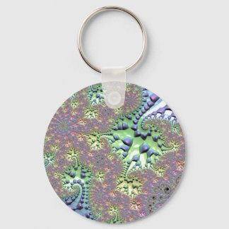 Boho Hippie Groovy Shiny Colourful Rainbow Fractal Key Ring