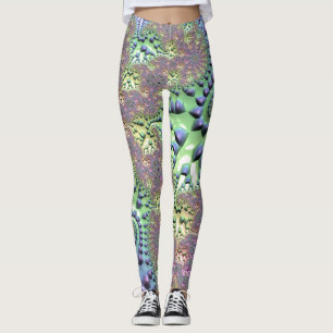Boho Hippie Groovy Shiny Colourful Rainbow Fractal Leggings