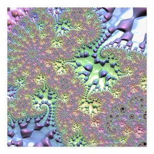Boho Hippie Groovy Shiny Colourful Rainbow Fractal Photo Print