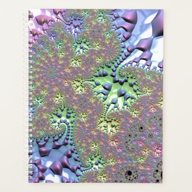 Boho Hippie Groovy Shiny Colourful Rainbow Fractal Planner (Front)