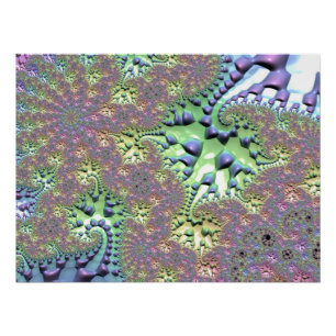 Boho Hippie Groovy Shiny Colourful Rainbow Fractal Poster