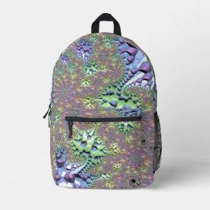 Boho Hippie Groovy Shiny Colourful Rainbow Fractal Printed Backpack