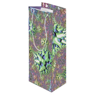 Boho Hippie Groovy Shiny Colourful Rainbow Fractal Wine Gift Bag