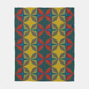 Boho Hippie Red Yellow Blue Vintage Tribal Ethnic Fleece Blanket