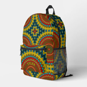 Boho Hippie Red Yellow Blue Vintage Tribal Ethnic Printed Backpack