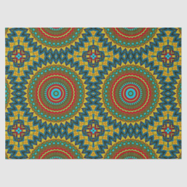  Boho Hippie Red Yellow Blue Vintage Tribal Ethnic Tissue Paper (Front)