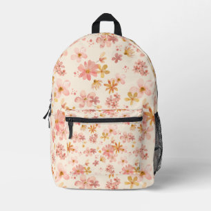 Boho hippie rustic earthy natural flowers printed backpack
