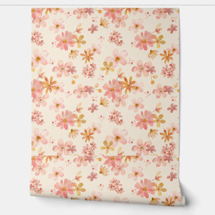 Boho hippie rustic earthy natural flowers wallpaper