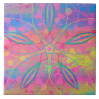 Boho Hippie Tie Dye Neon Pastel Mandala Abstract Tile