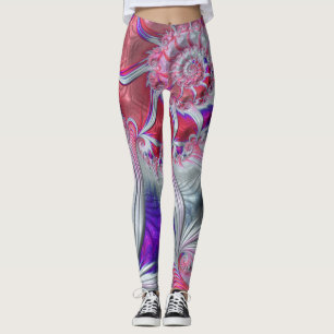 Boho Hippie Trippy Funky Nautilus Spiral Fractal Leggings