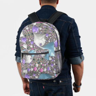 Boho Hippie Trippy Groovy Colourful Pastel Fractal Printed Backpack