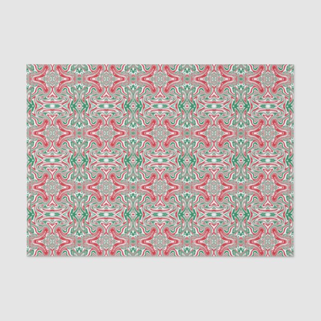 Boho Hippie Trippy Retro Swirly Christmas Pattern Tissue Paper (Front)