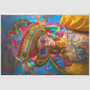 Boho Hippie Vibrantly Coloured Lady Decoupage Tissue Paper