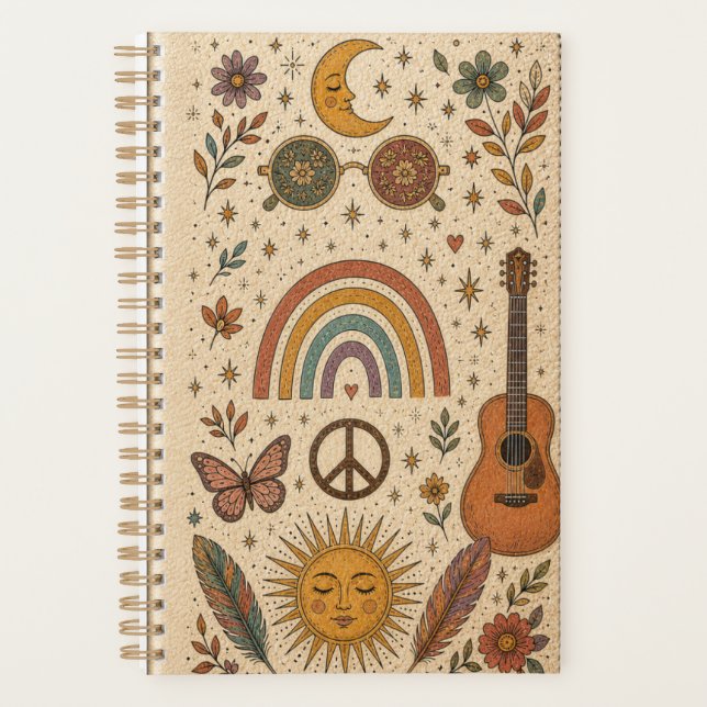 Boho hippie vintage retro look planner (Front)