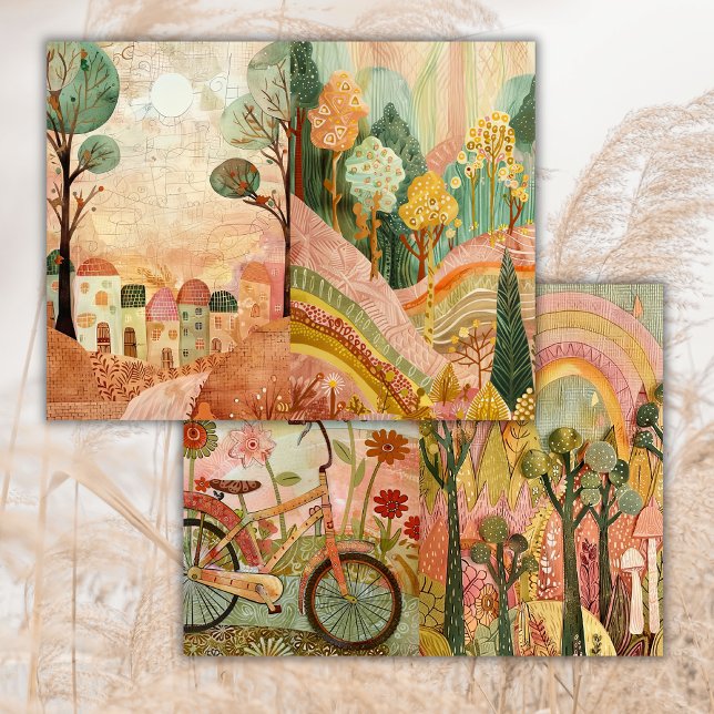 Boho Hippie Woods Bike Junk Journal Paper (Creator Uploaded)