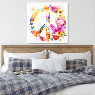 Boho Hippy 60s 70s Peace Sign Canvas Print