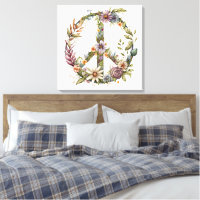 Boho Hippy 60s 70s Peace Sign Canvas Print