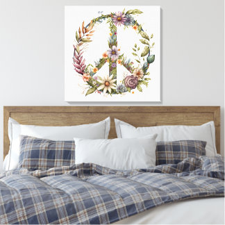 Boho Hippy 60s 70s Peace Sign Canvas Print