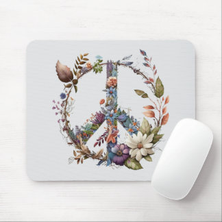 Boho Hippy 60s 70s Peace Sign Mouse Mat