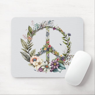 Boho Hippy 60s 70s Peace Sign Mouse Mat