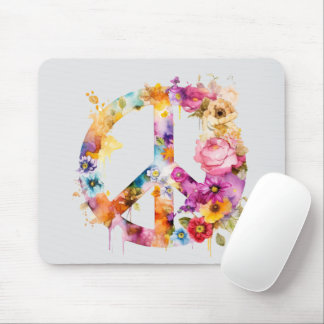Boho Hippy 60s 70s Peace Sign Mouse Mat