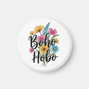 Boho Hobo flower bouquet design Magnet
