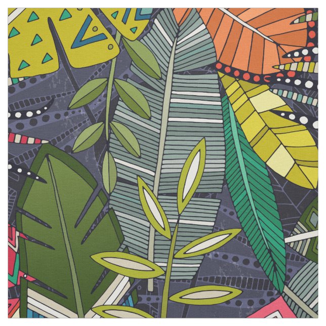 boho hojas midnight fabric (Swatch)