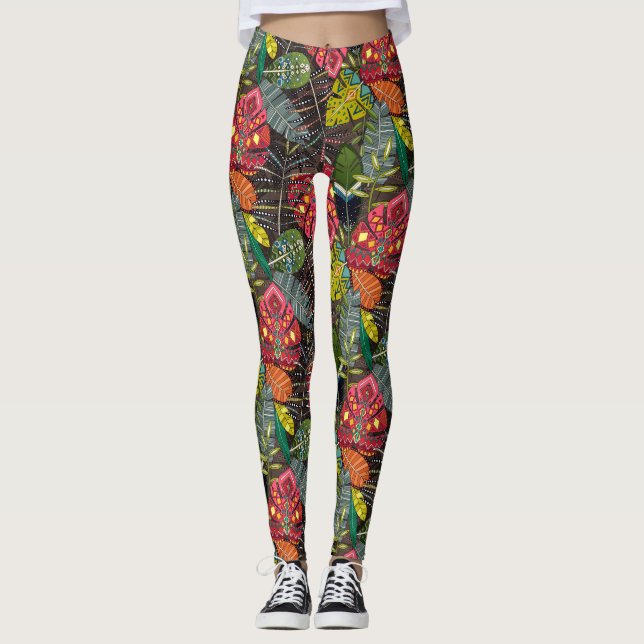 boho hojas walnut leggings (Front)